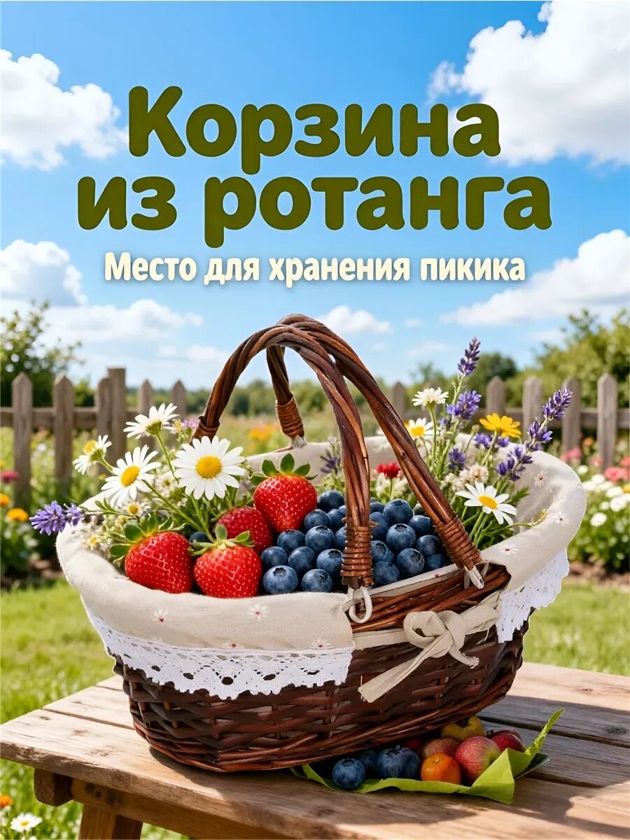 33×23×13 см Плетеная корзина из ротанга
