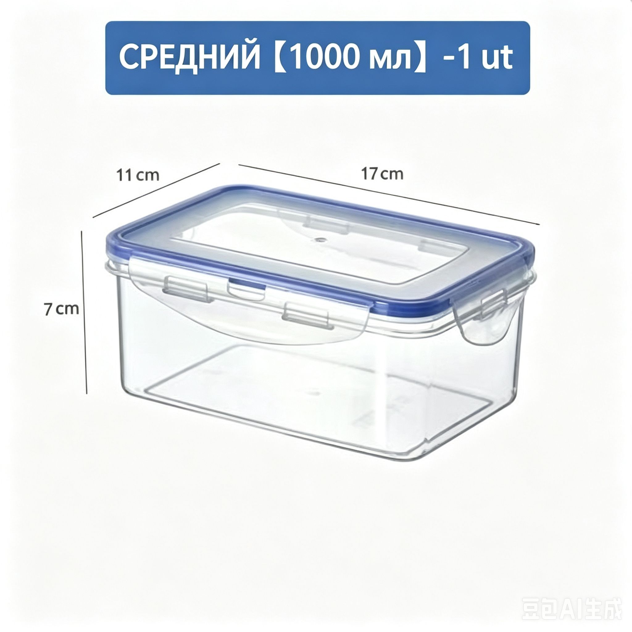 Контейнер пищевой 1 мл 3 шт пластик, можно мыть в посудомойке