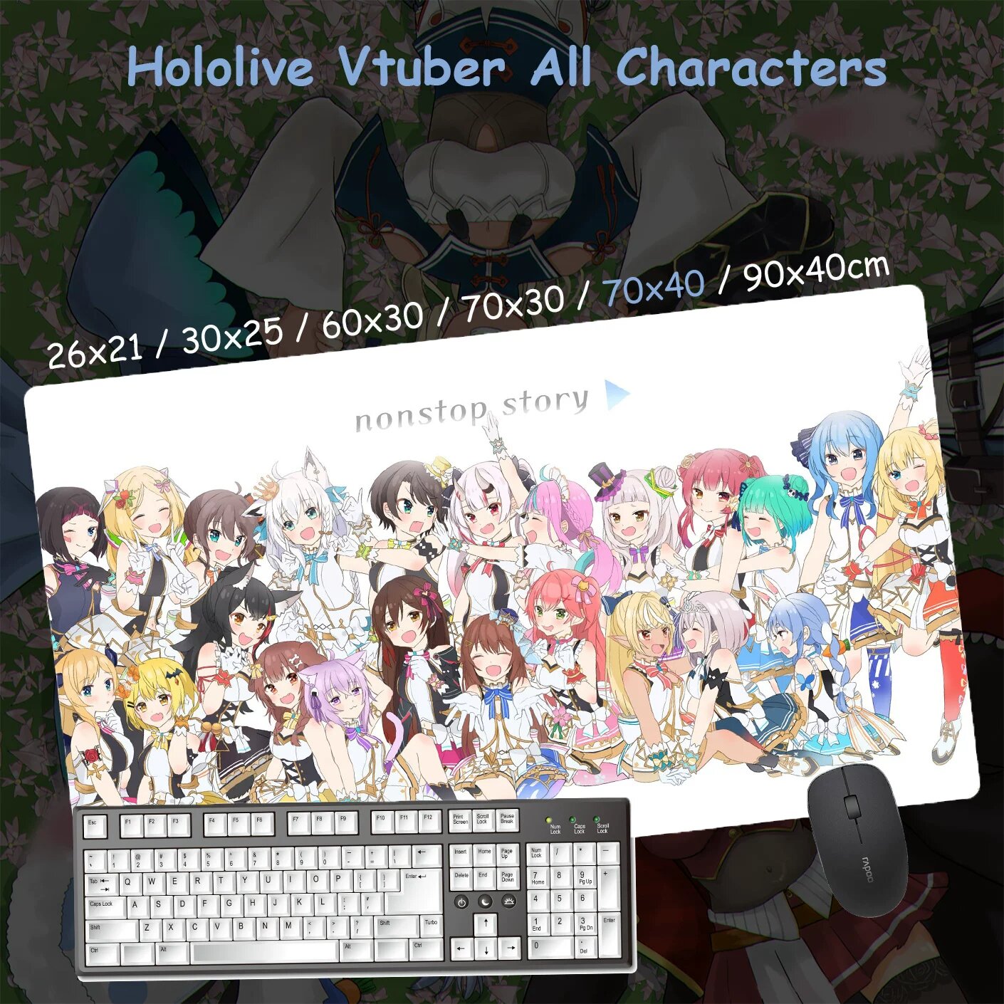 Коврик для мыши Hololive VTuber 3 мм толщина 40x80 см большой игровой коврик