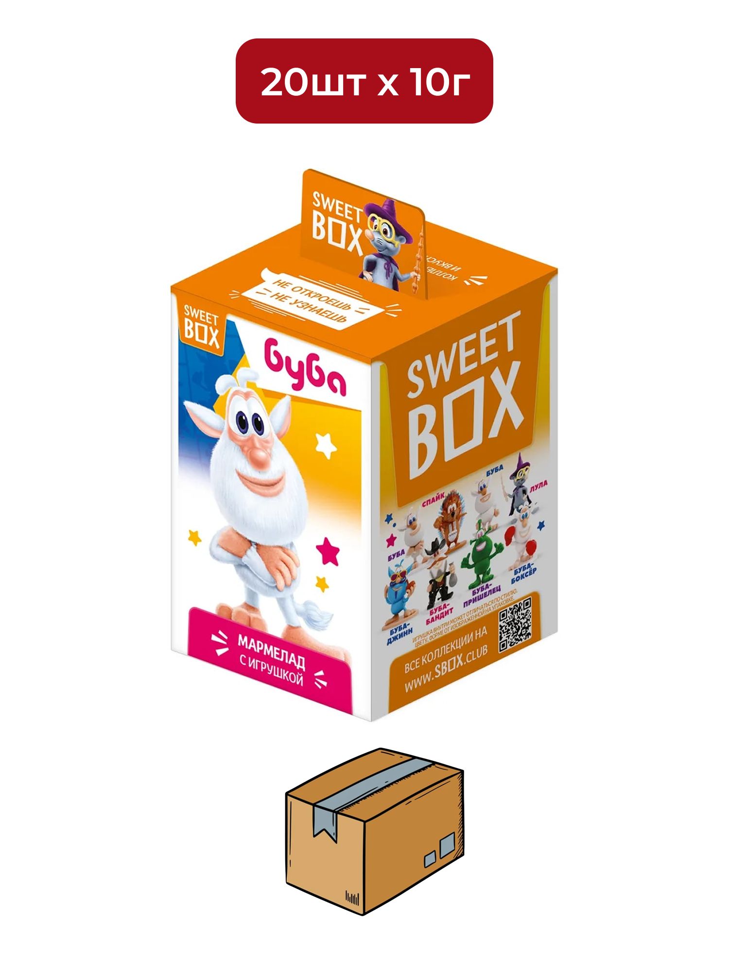 Мармелад жевательный Sweet Box с игрушкой буба, 10г х 20шт.