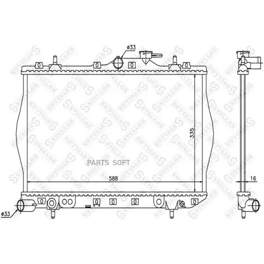 STELLOX 1025279SX 10-25279-SX радиатор системы охлаждения! МКПП\ Hyundai Accent 1.3/1.5 94-00