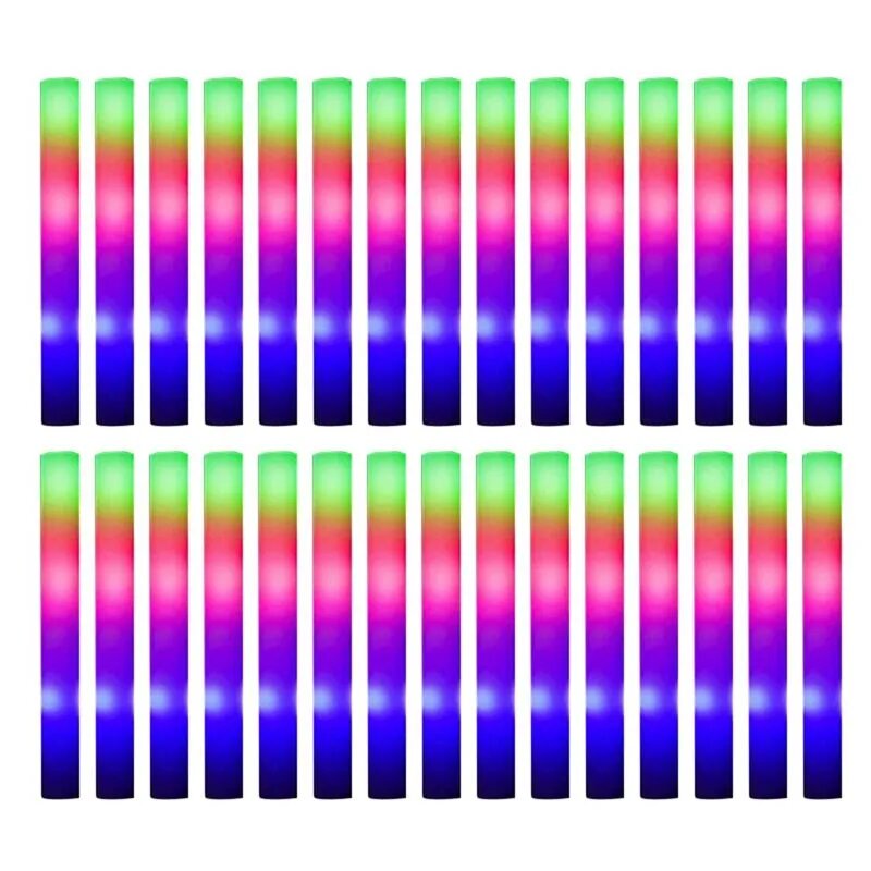 Светодиодные светящиеся палочки разноцветные пенопластовые RGB, набор 50 шт