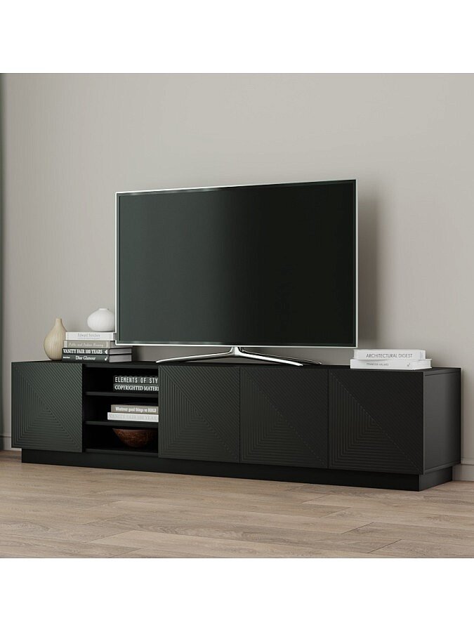 Тумба под ТВ МебельЛэнд24 Алиса 4 Черный 200x40x46