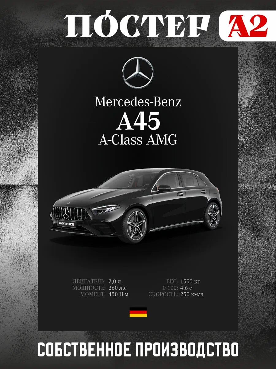 Постер на стену интерьерный А2 Mercedes-Benz A45 A-Class AMG