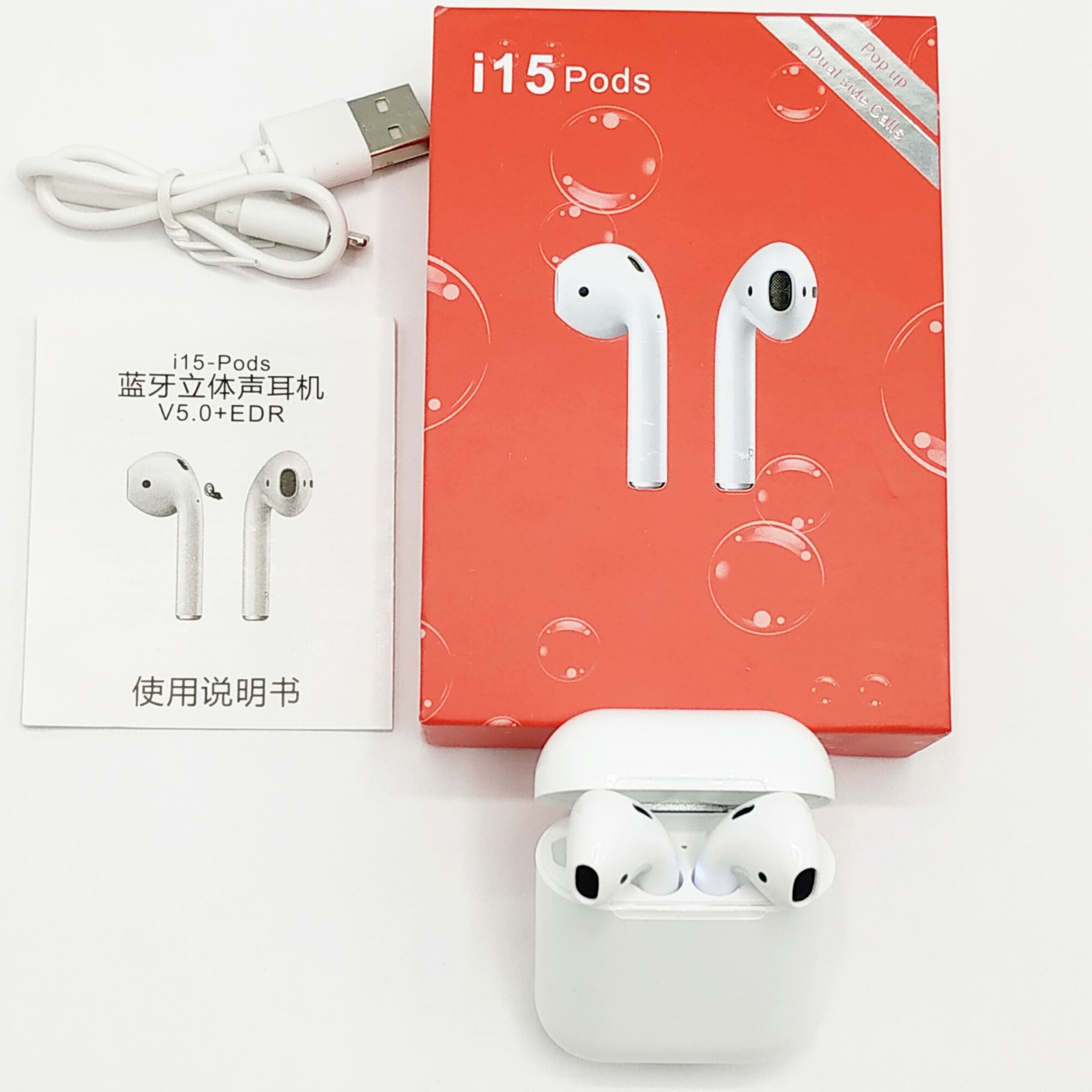 Наушники i15, беспроводные, с сенсорным управлением, Bluetooth 5.0