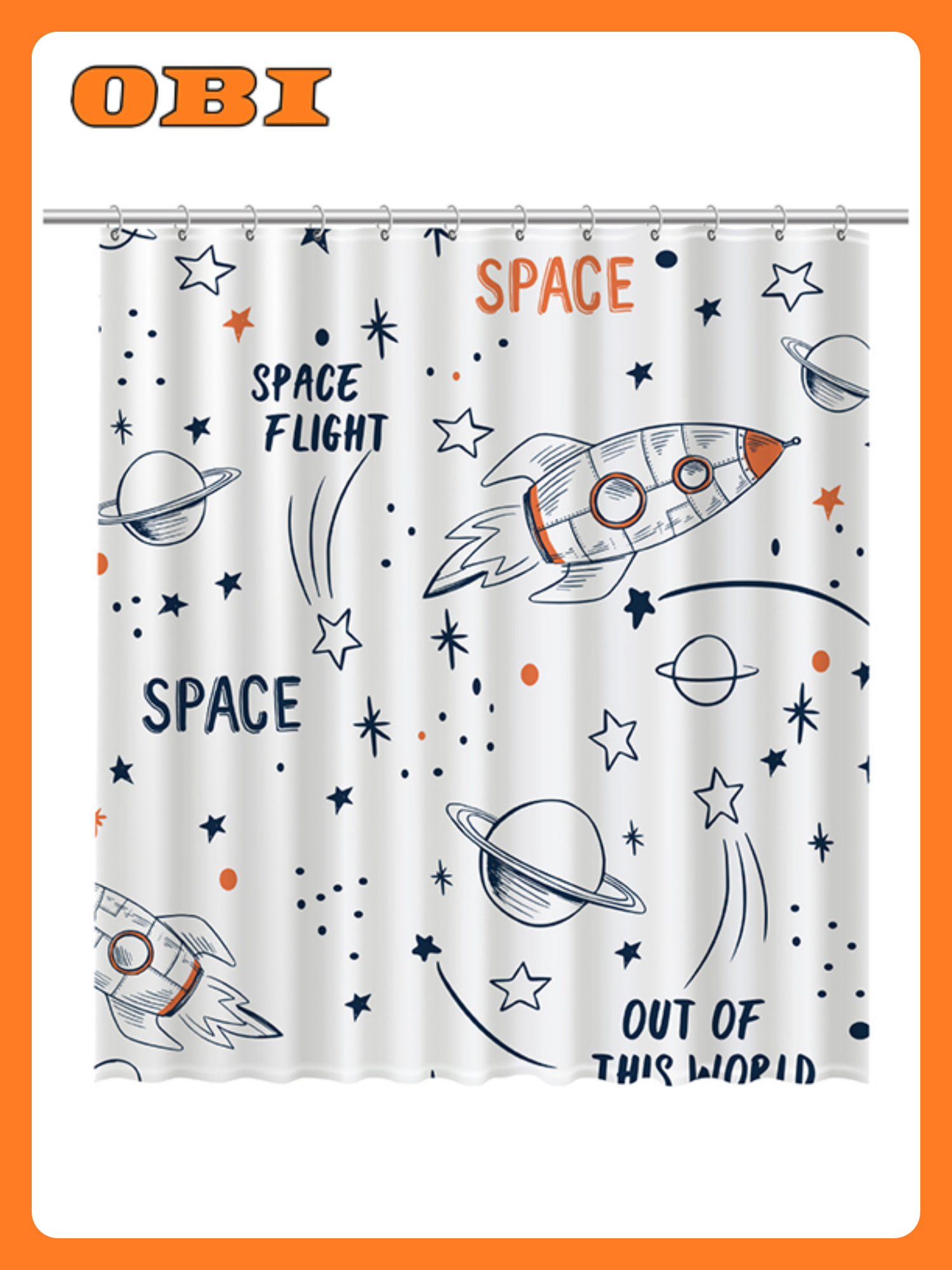 Шторка для ванной Fixsen Space полиэстер 180x200 см белая с рисунком