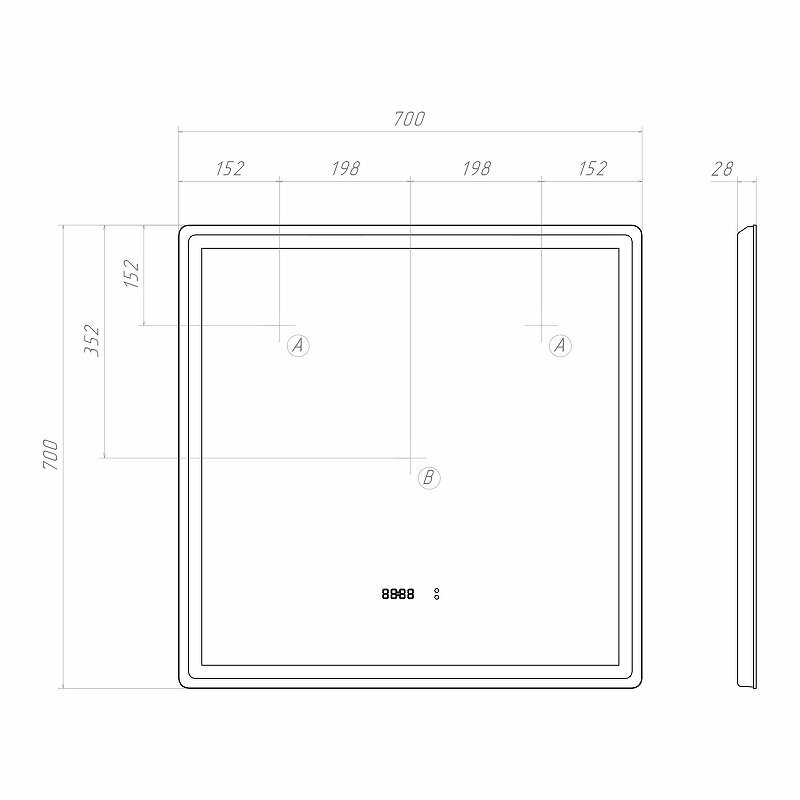 Зеркало Vigo Geometry Luxe 70х70 с подсветкой, бесконтактное включение (на взмах), функция антизапотевания, часы - фото №10