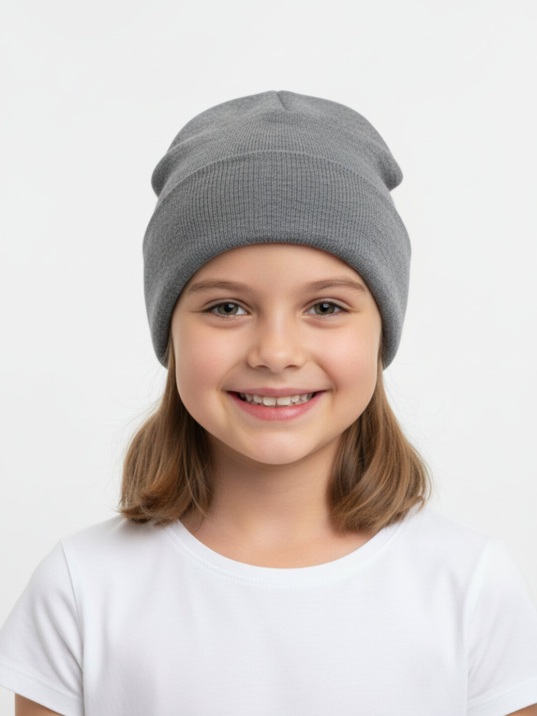Шапка для девочек, размер 60, серый — фото 1