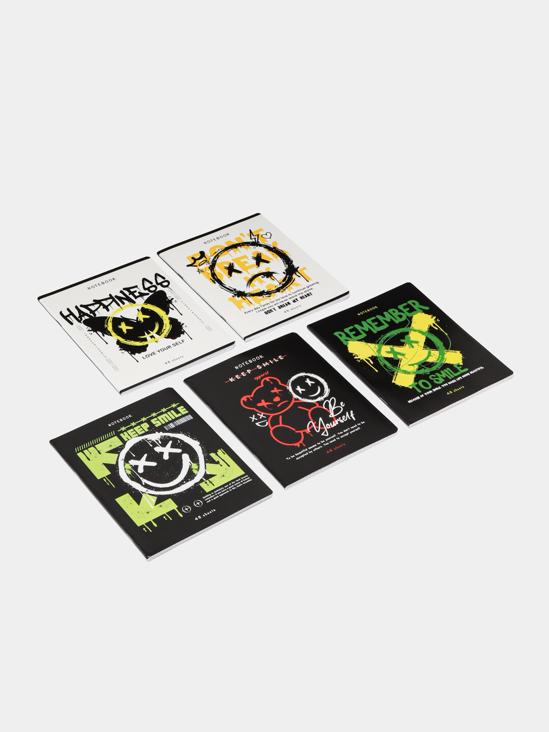 Тетрадь А5, 48 листов, клетка, поля, ассорти, 5 видов