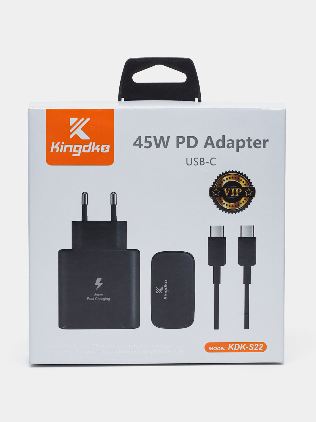 Зарядное устройство Kingdko 45 Вт с кабелем типа C, Kingdko KDK-S22, адаптер и кабель