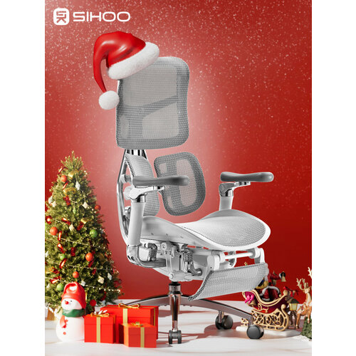 Эргономичное кресло FALTO SCALA с подножкой (Каркас чёрный, сетка тёмно серый)