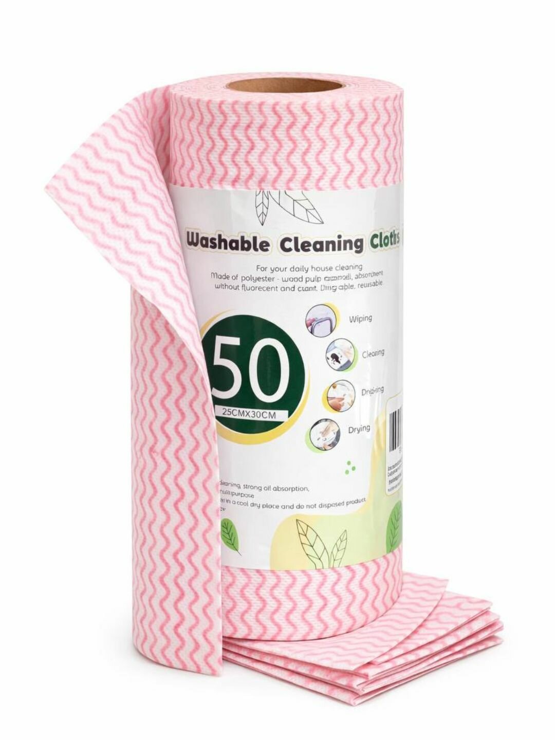Многоразовые салфетки для уборки в рулоне, моющиеся, 50 шт, 25×30 см