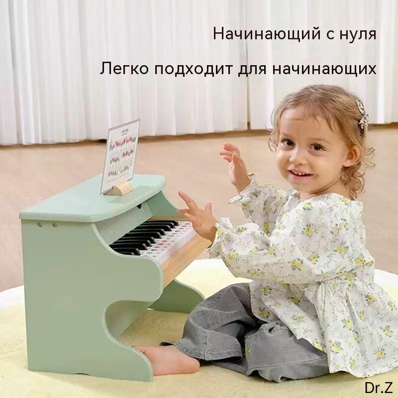 Пианино с нотами на 2 песни зеленое 44274 с 3 лет