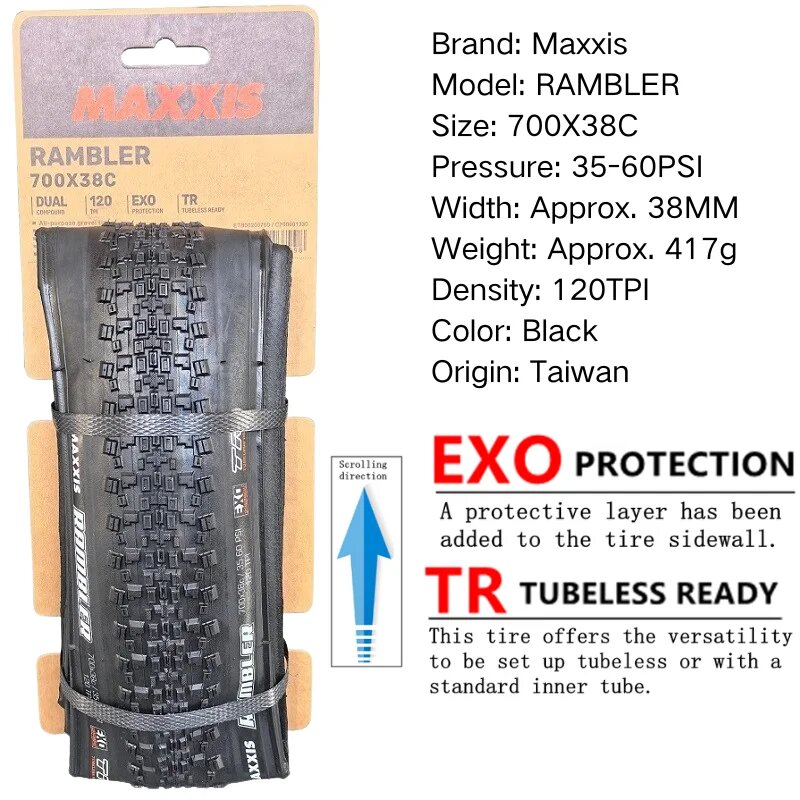 MAXXIS RAMBLER 700x38C, черная, EXO TR