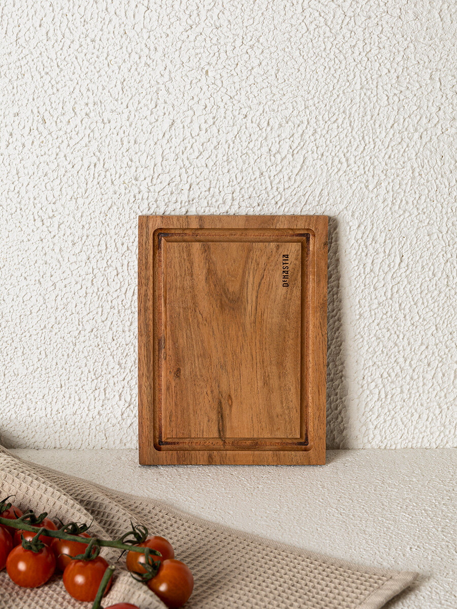 Доска разделочная DeNASTIA с желобом для стока, 15 x 20 x 1,5 см, бежевый, KB00041