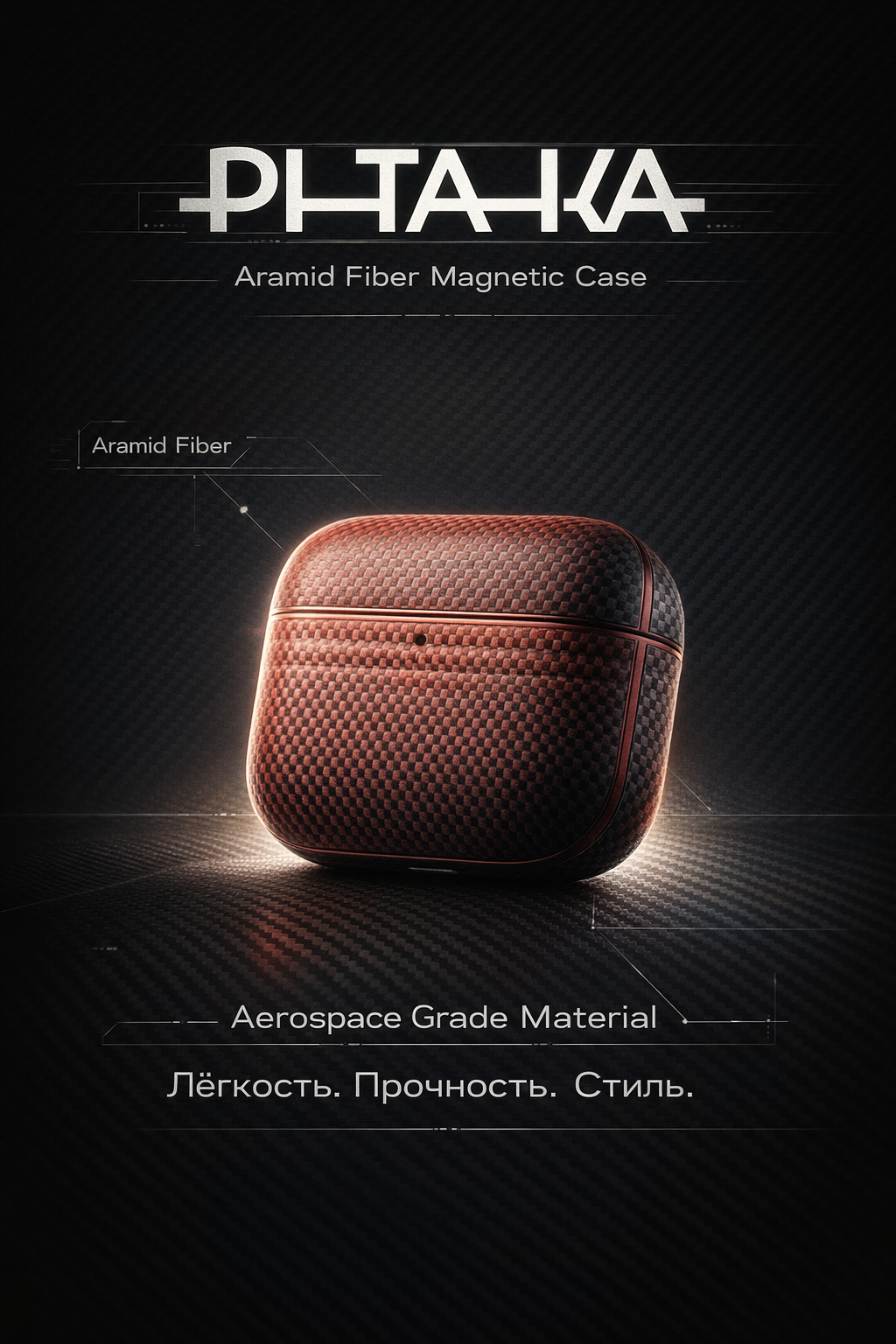 Чехол PITAKA для AirPods Pro 3, арамидное волокно, магнитный, тонкий и ударопрочный