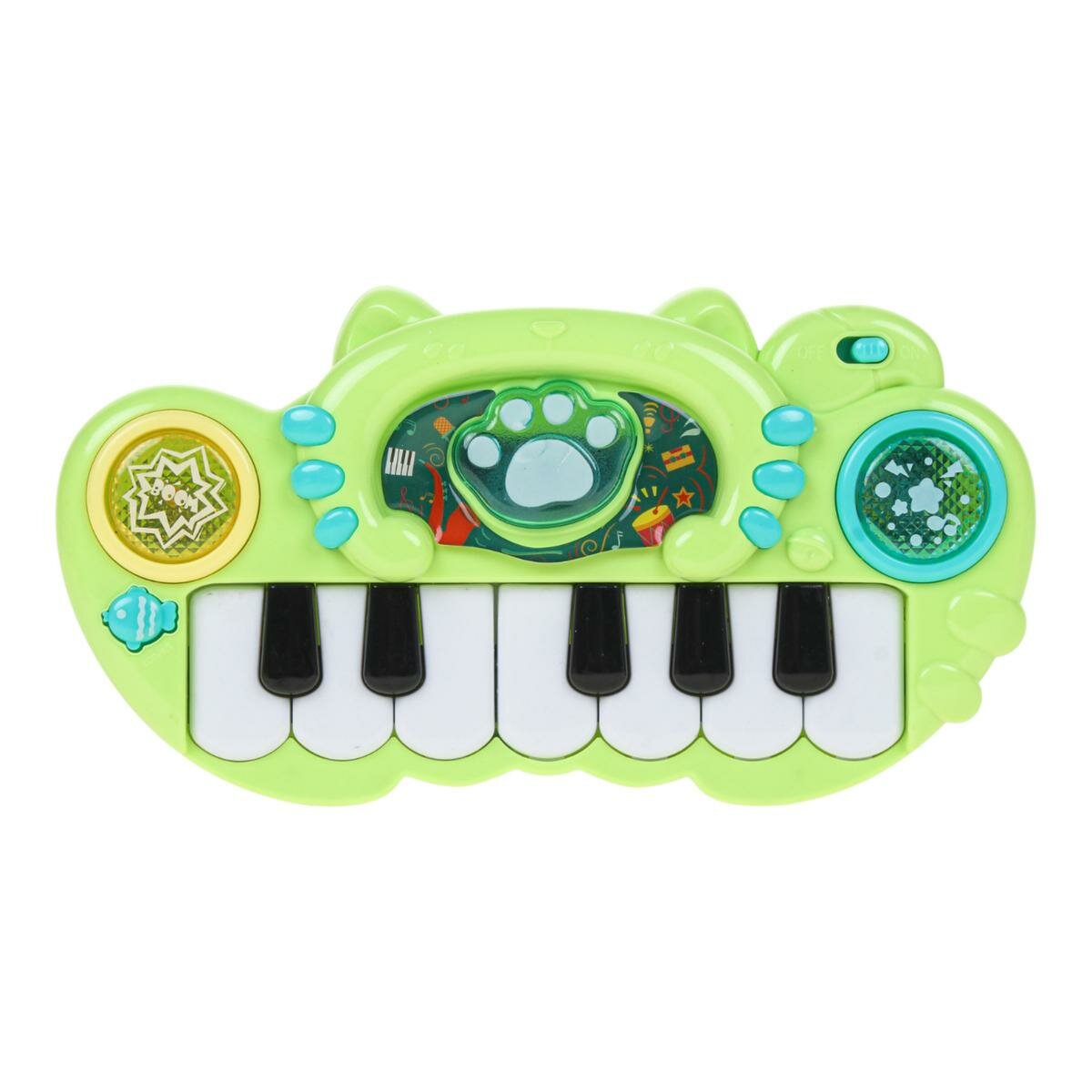 Пианино детское на батарейках, свет и звук, 13 клавиш, светло-зеленое, от 3 лет