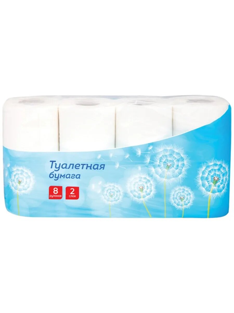 Бумага туалетная 2-х слойн, 8шт, тиснение, белая 249815