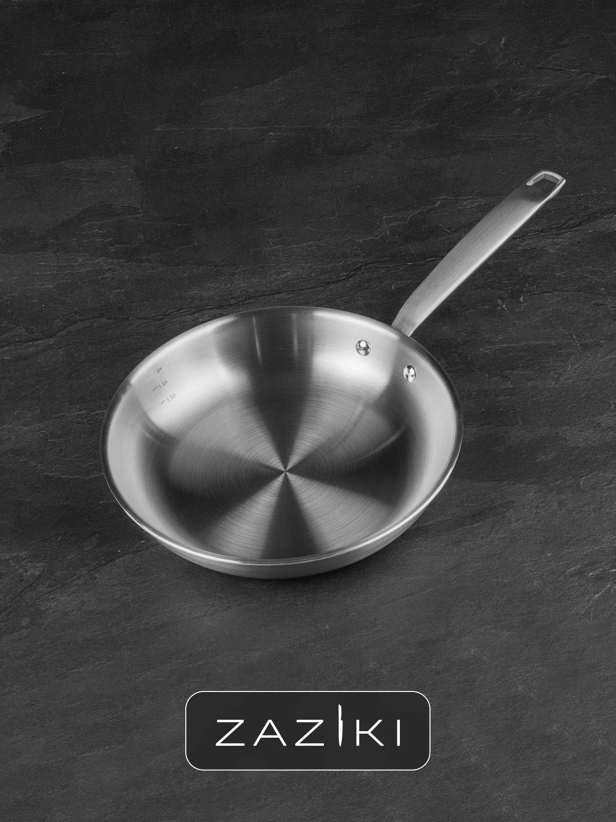 Сковорода антипригарная нержавающая 24 см ZAZIKI Esthete со шкалой — фото 1