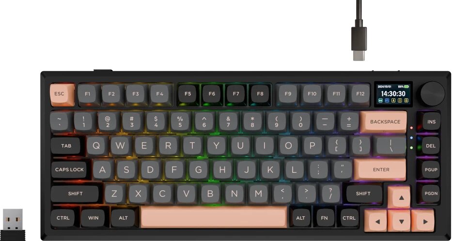 Клавиатура REDRAGON Eclipse Pro RU, RGB, BT+2.4G, чрн, металл, дисп (72708)