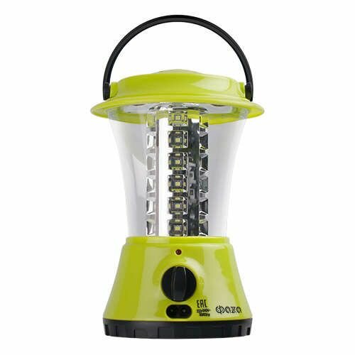 Фонарь аккумуляторный кемпинговый AccuF5-L36-gn 36SMD 2 режима: 100проц. 2ч/10проц. 16ч аккум. 1.6А. ч индикатор зарядки диммер зел. ФАZА 2851000