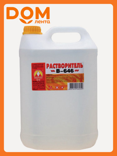 Изображение товара Растворитель Вершина 646, органический, для шпатлевки и лаков, 5 л