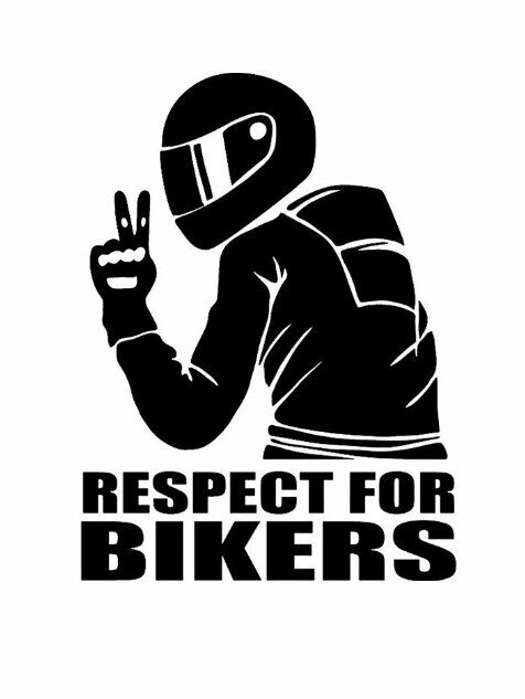 Наклейки на автомобиль "RESPECT FOR BIKERS", 15х11 см, чёрный
