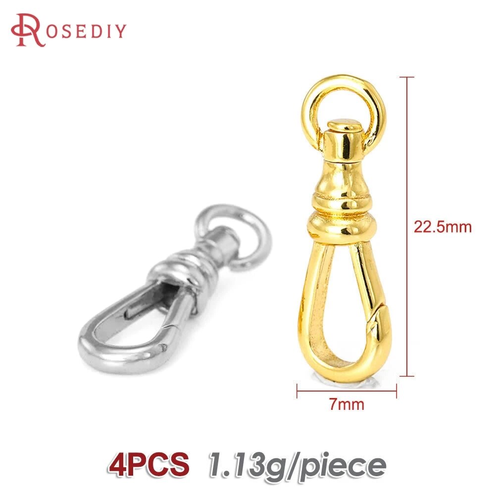 Застежки-лобстеры Rosediy латунь 18-каратное золото 18K Gold Color, 22.5x7MM 4PCS