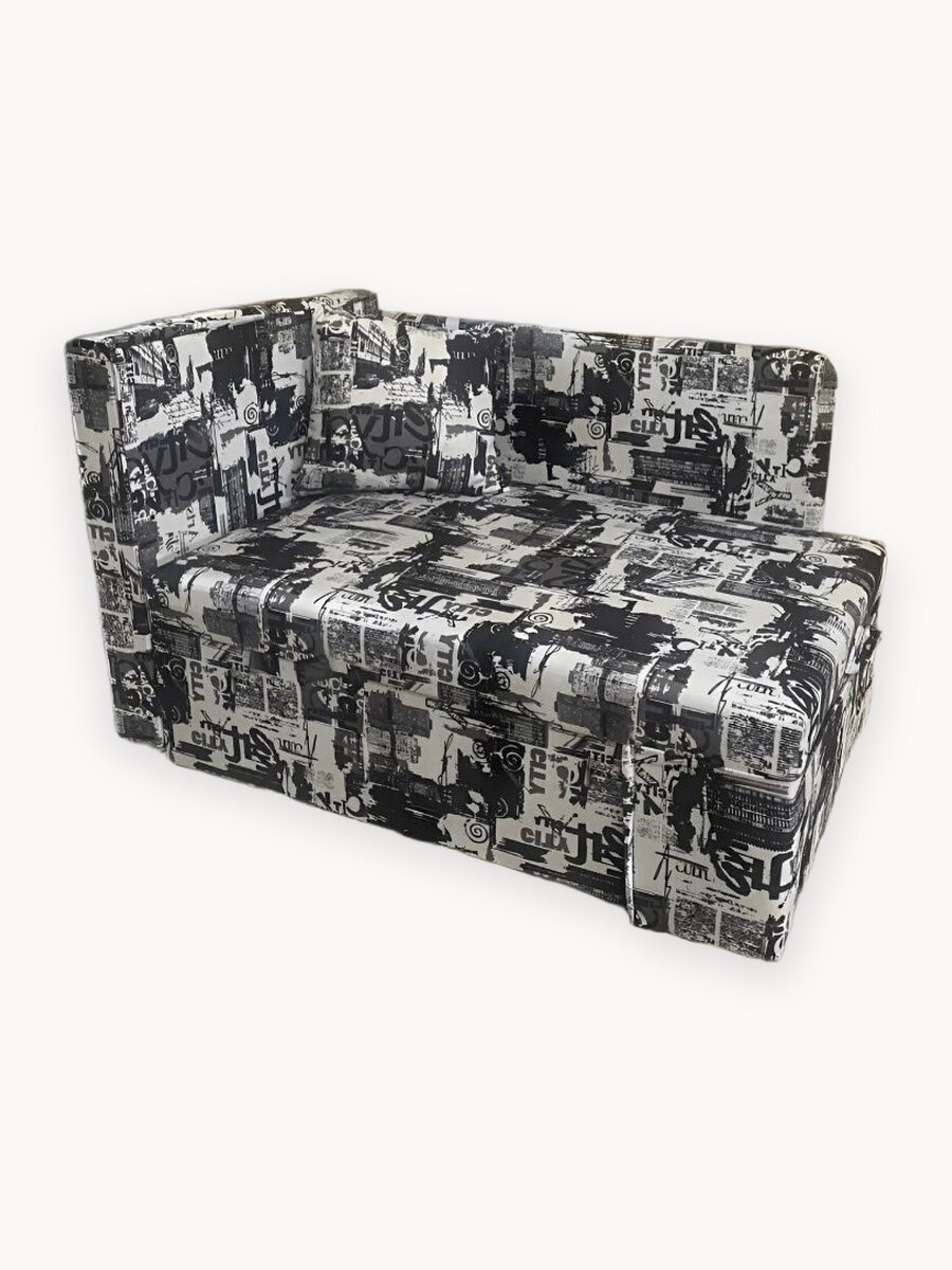 Диван кушетка с раздвижным спальным местом и ящиком черно-белый