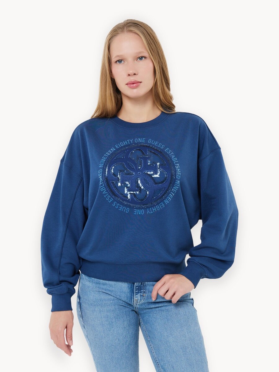 Джемпер GUESS CN 4G LOGO HOTFIX SWEATSHIRT, размер XL, синий
