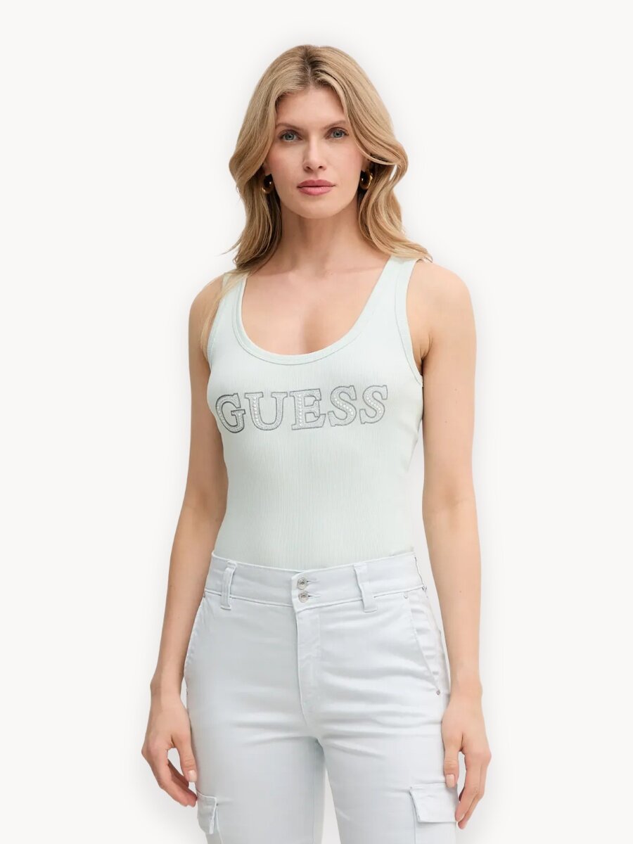 Майка GUESS SL Embellished Logo Tank Top, размер M, синий