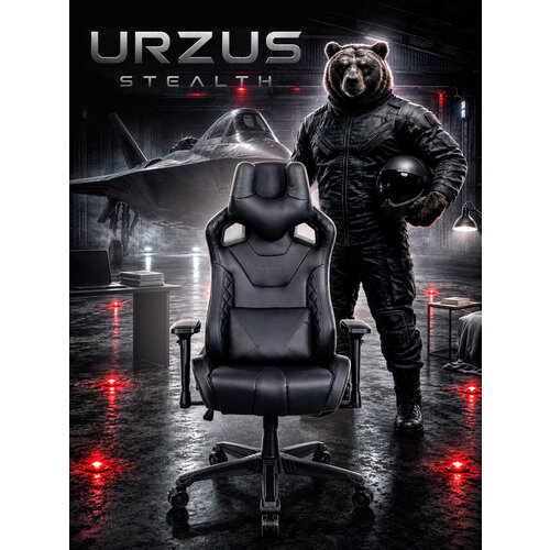 фото Кресло геймерское urzus "stealth black" ur-7351150, экокожа, черное