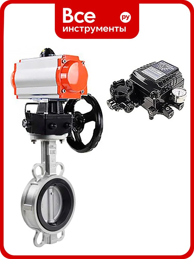 Затвор дисковый поворотный DN-ru 316L-316L-VITON Ду300 Ру16L с пневмоприводом DA-140, ручным дублером HDM-4 и позиционером EPRP1-NU-Fb-08 D050-93639