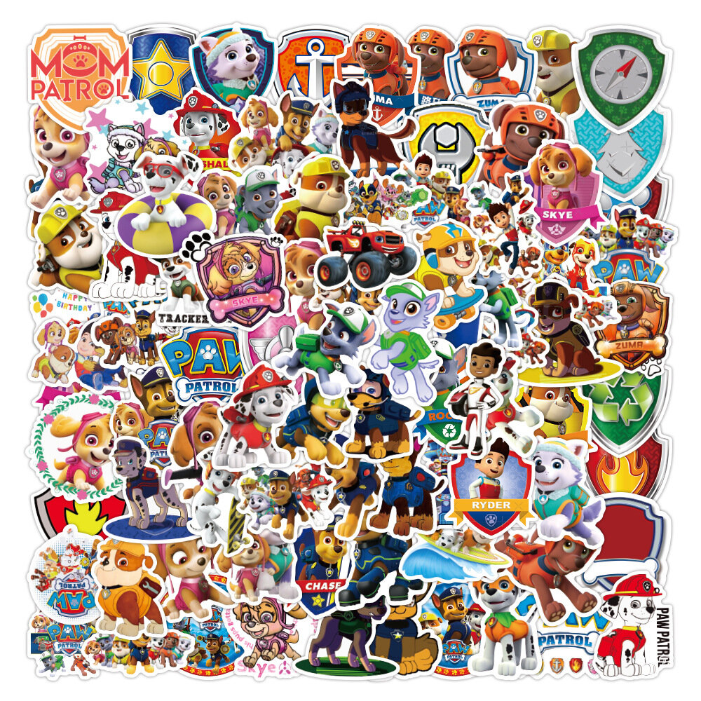 Стикеры с мультфильмом PAW Patrol - 100 больших шт, плоская форма для блокнотов и пеналов детей