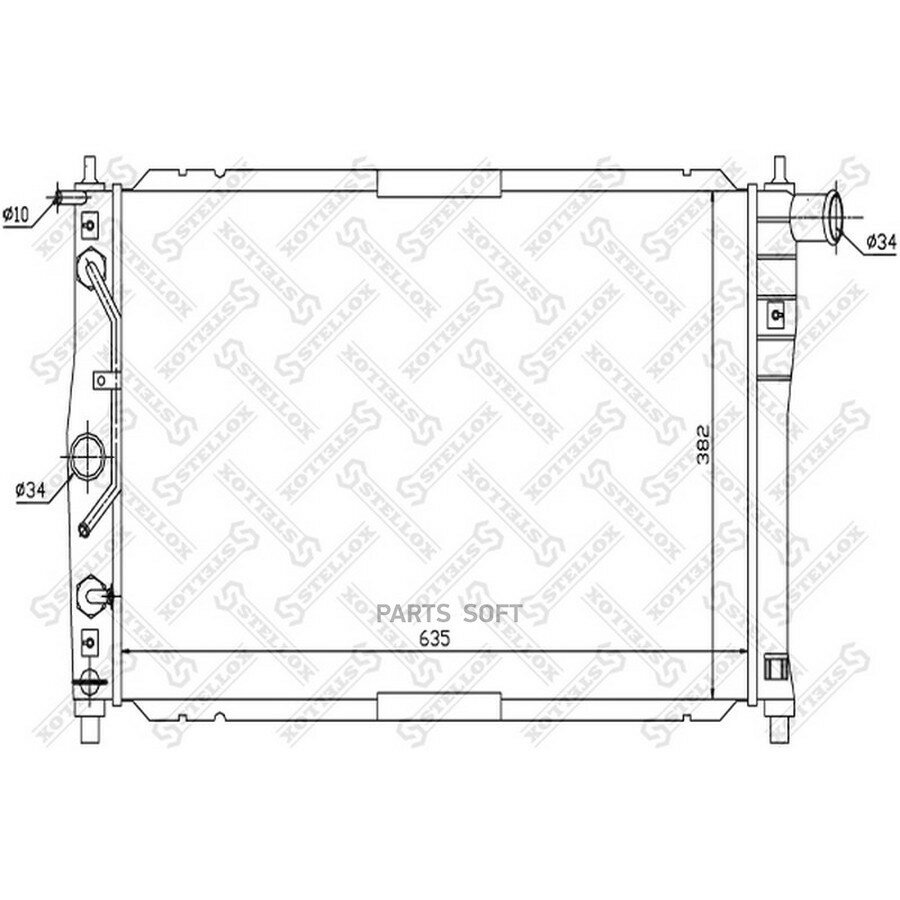 STELLOX 1025161SX 10-25161-SX радиатор системы охлаждения! МКПП\ Daewoo Lanos 1.5/1.6 96>