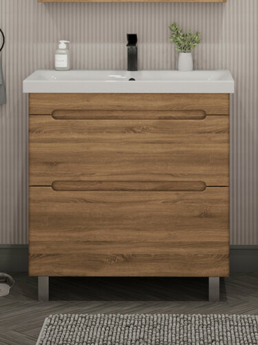 Изображение товара Тумба напольная SanStar Diva 80 с раковиной Moduo 80 (комплект) для ванной комнаты, Gold Craft