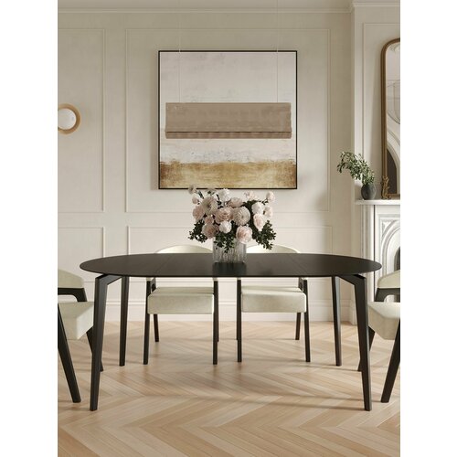 фото Стол раздвижной круглый кухонный, 100-180 см, чёрный, большой - rogoletto premium place it home