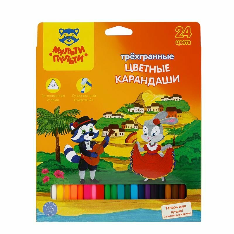Карандаши 24цв. Мульти-Пульти "Енот в Испании" трехгран. CP_10758