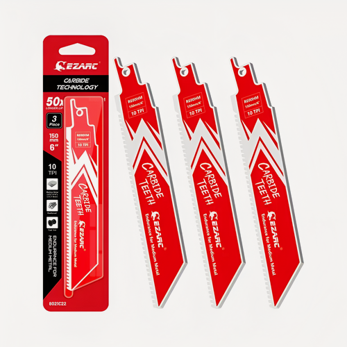 Изображение товара Карбидное полотно EZARC для сабельной пилы по металлу, чугуну, легированной стали 10 TPI / 150мм / 3 шт