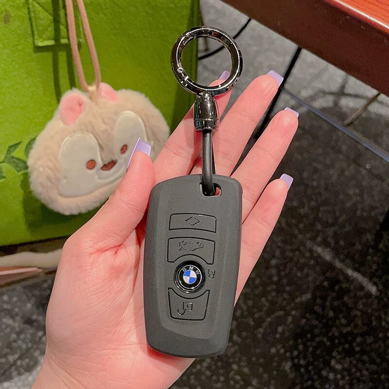 Чехол для ключа BMW H-серии, черный рыцарь с коричневым ободом, TPU, премиум-дизайн для моделей 2024 года - роскошный