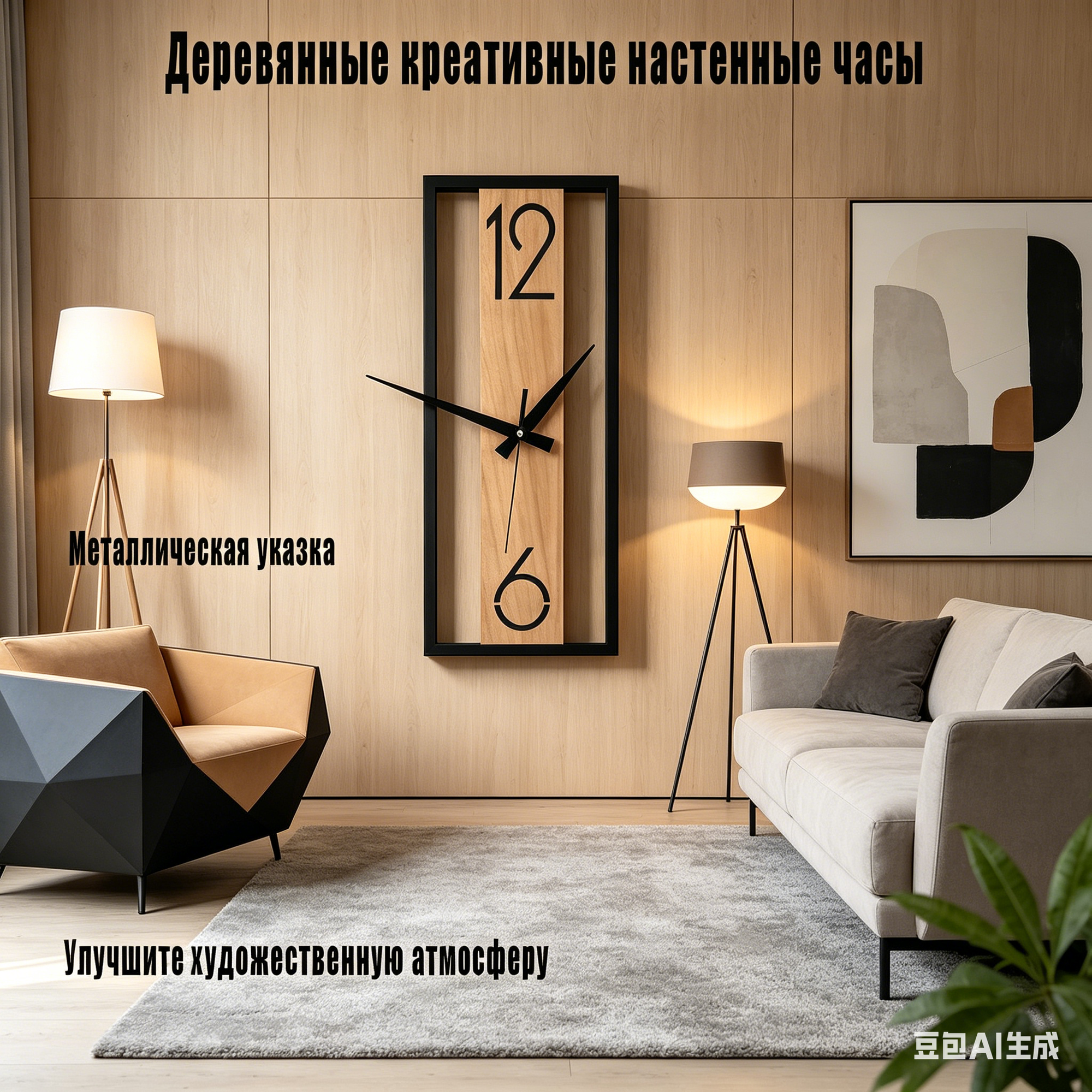 Настенные часы L.O.L Surprise! "Дерево", 40x15 см, бежевые, арабские цифры