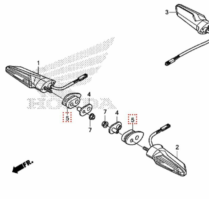 Резиновый элемент крепления повоторника мотоцикла Honda; Артикул Honda: 33612MEED00 (Оригинал)