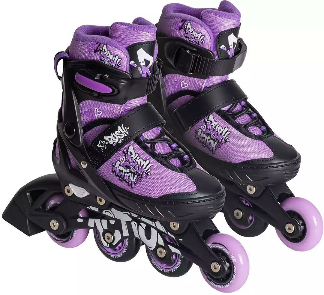 Коньки роликовые алюминевая рама р.37-40 WHITE-PURPLE RUSH ACTION