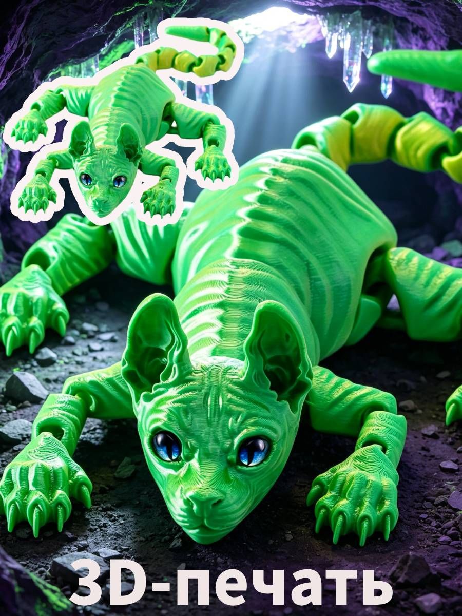 Подвижный кот сфинкс игрушка-антистресс 22см