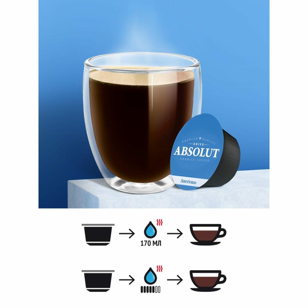 Кофе в капсулах для кофемашин Absolut Drive Americano Original (16шт.), 1 уп.