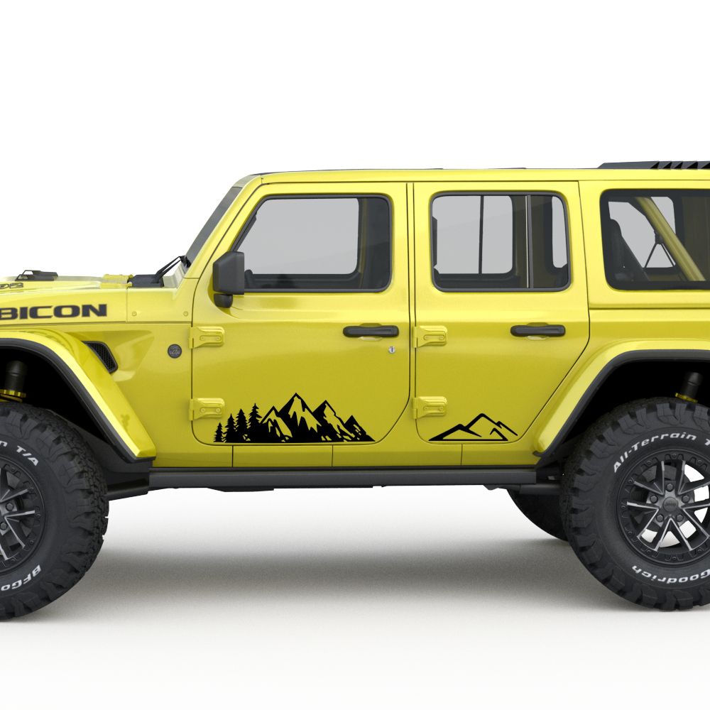 4X MOUNTAINS Виниловая наклейка для дверей Jeep Wrangler Rubicon JK JL 2007-2025