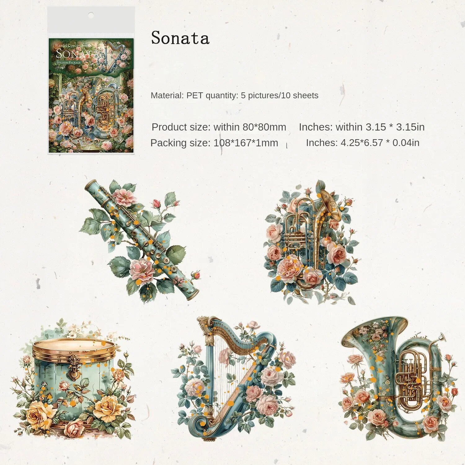 Набор из 10 ретро-наклеек в стиле рококо D Sonata