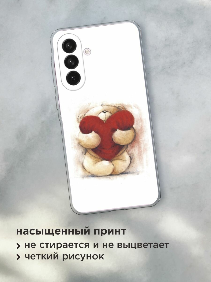 Чехол на Samsung Galaxy A56 5G / Самсунг Галакси А56 5G с принтом "Мишка с сердцем 1" — фото 1