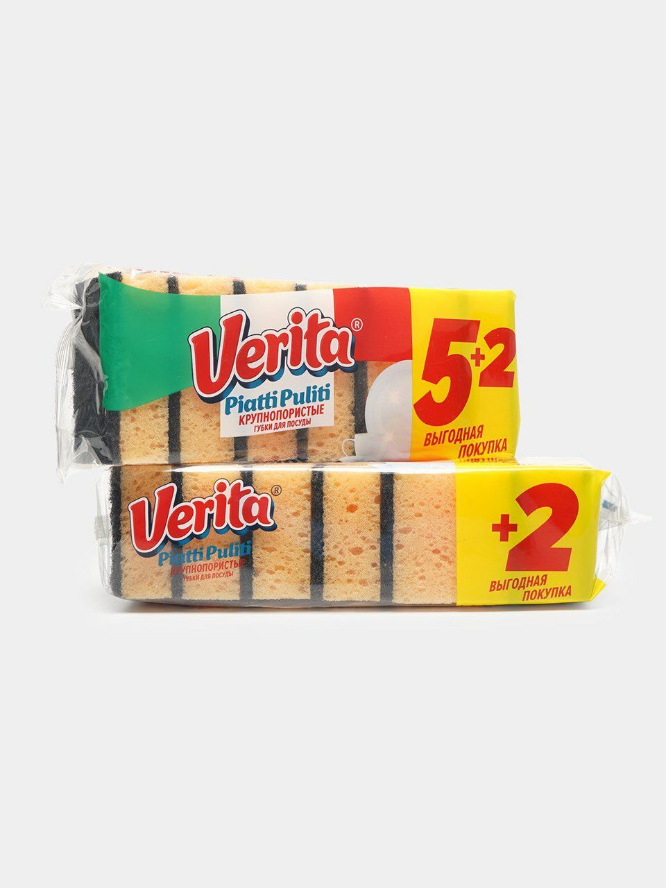 Губки кухонные Verita Piatti Puliti, для посуды, абразивный слой, 7 шт