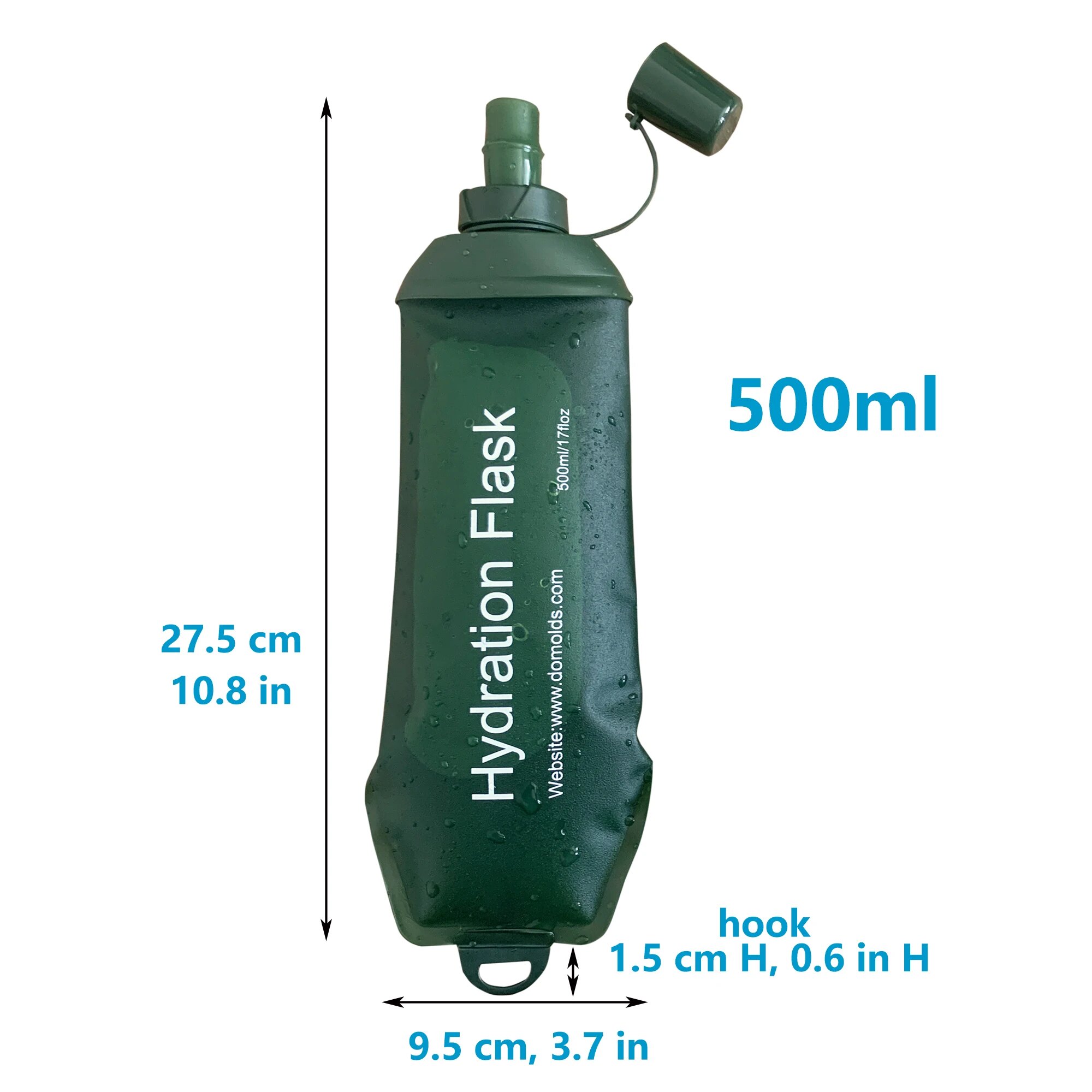 AXEN складная бутылка для воды 500 мл / 250 мл / 150 мл белая Зеленый, 500ml green